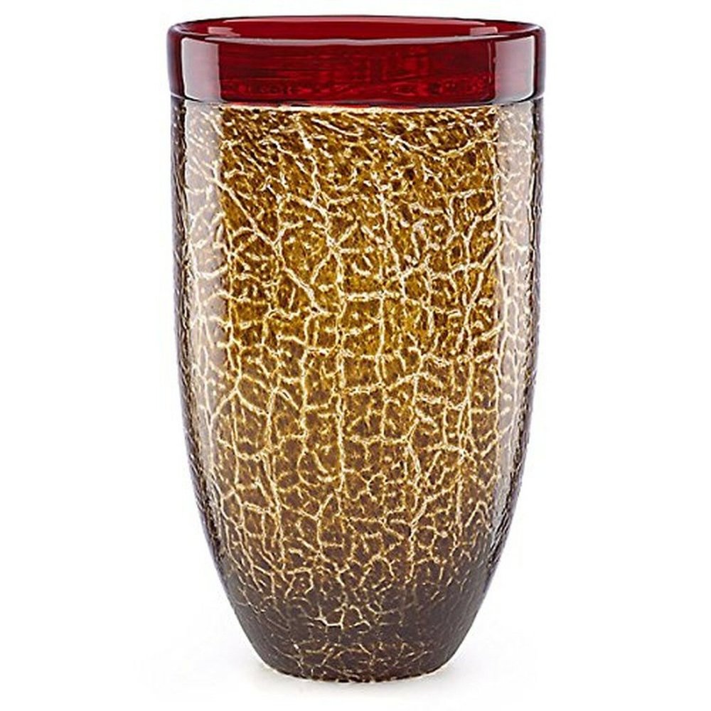 Lenox Red Weathered Glass Art Glass Vase